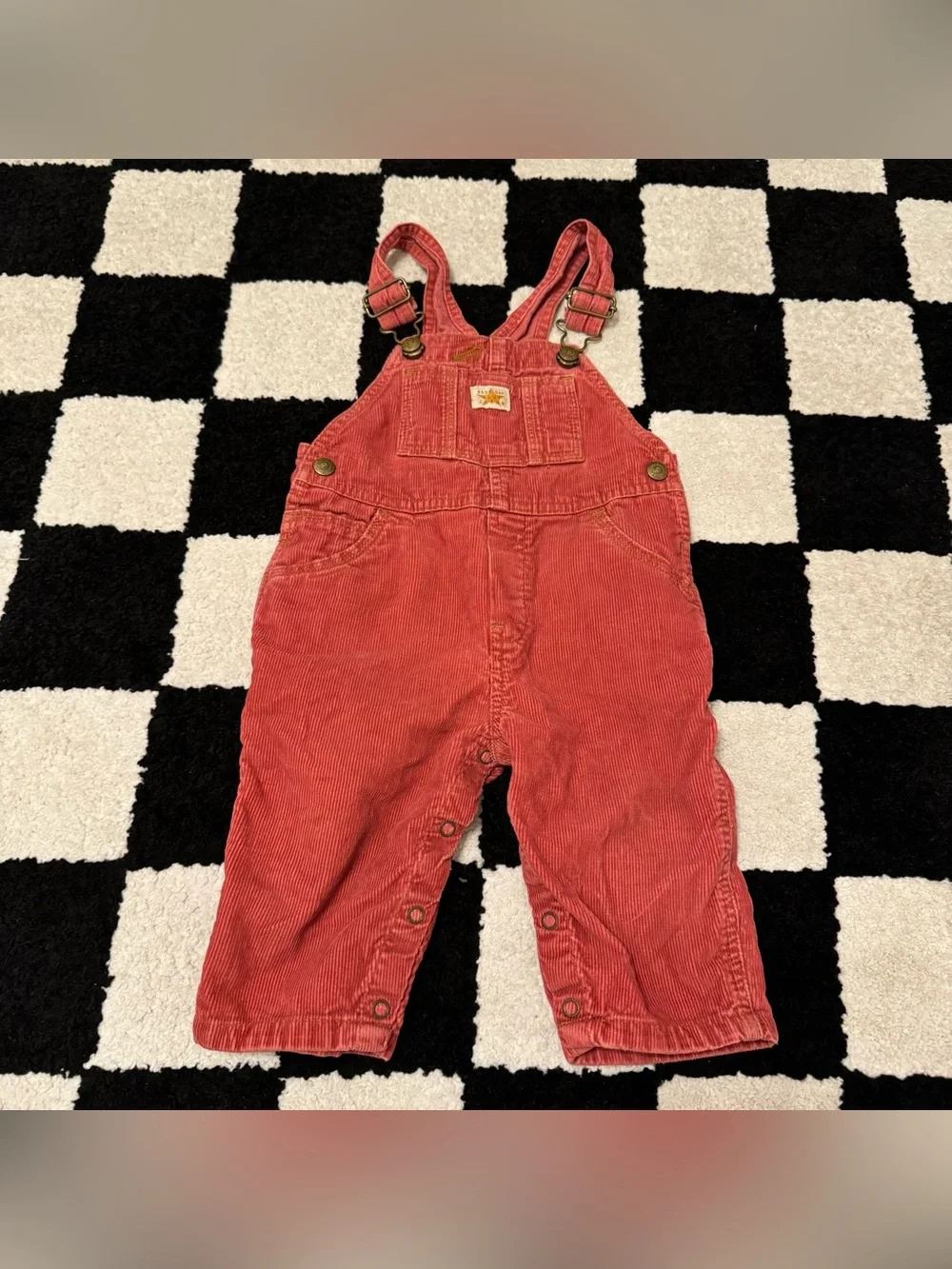 Vintage Baby Gap Blue Jeans Red Corduroy Overalls Size 12-18 M